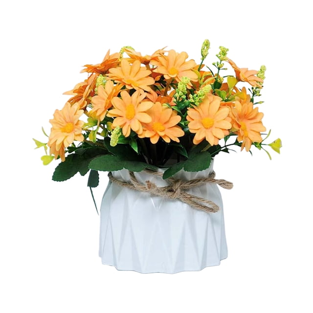 Guardoinrt PVC Wedding Simulated Silk Daisy Flowers In Beautiful Super Realistic Simulated Pots Suitable For Various Decorations