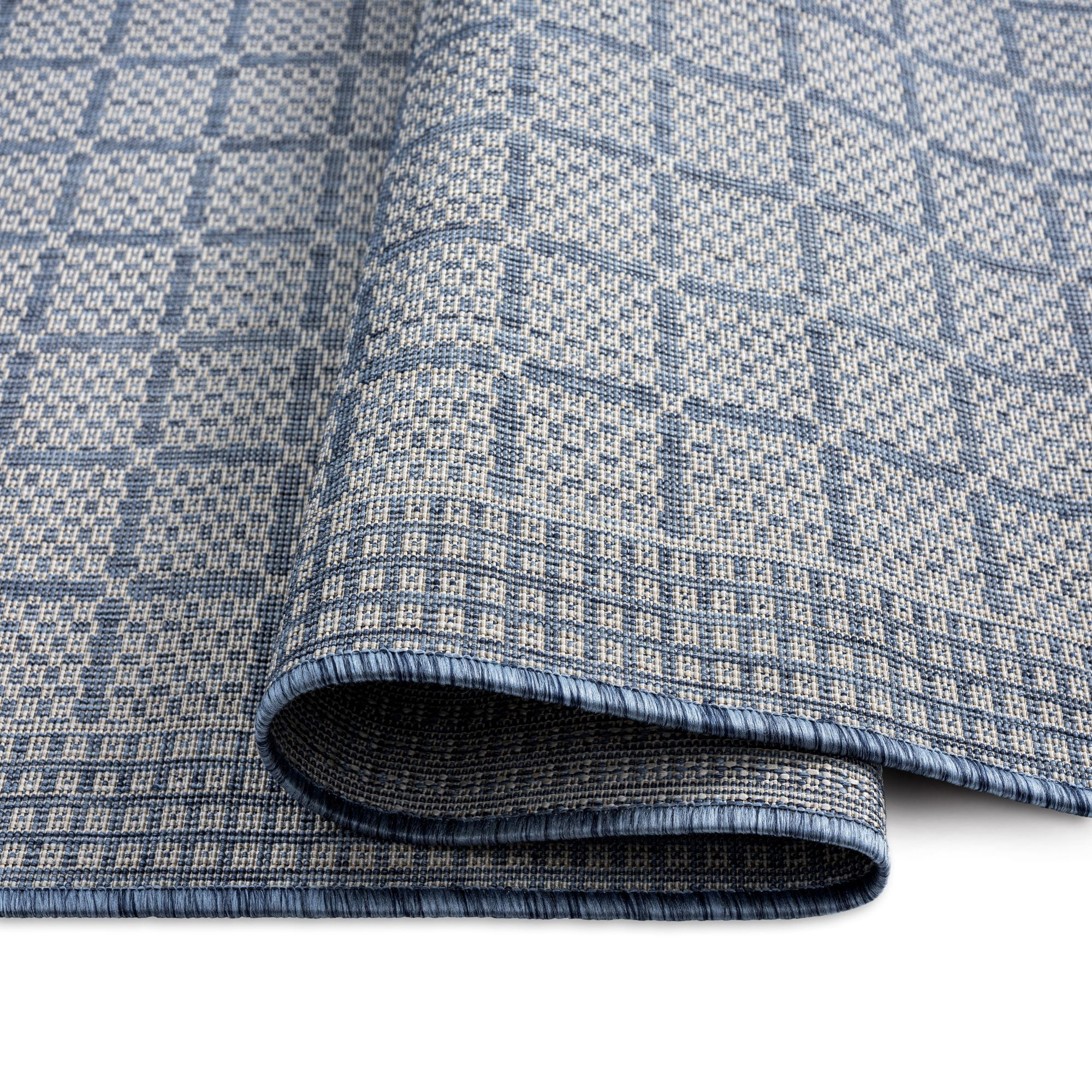 Nicole Miller New York Patio Country Luna Contemporary Geometric Indoor/Outdoor Area Rug, Blue/Grey, 7'9"x10'2"