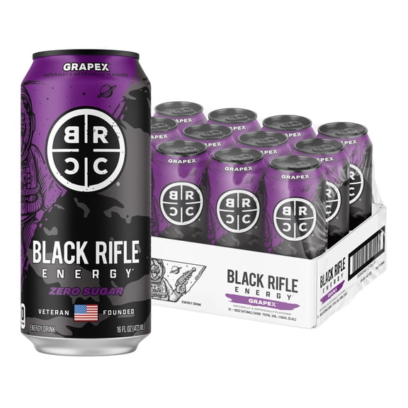 Black Rifle Energy GRAPEX Zero Sugar Energy Drink, 200mg Caffeine , 12pk 16 fl oz Can