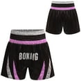 thumbnail image 3 of zdhoor Kids Boys Boxing Trunks Metallic Color Block Side Split Satin Shorts for Boxer Fighting Training Pink&Silver 6, 3 of 4