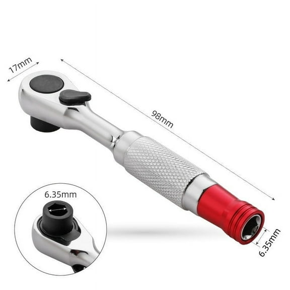 1Pc Multi-Functional Torque Ratchet Wrench 1/4 Inch Socket Ratchet Wrench Screwdriver Bit Holder Repair Tool - a