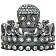 thumbnail image 1 of Sterling Silver CZ Skull Crown Ring and Band Set (Black Rhodium Plated), 1 of 5