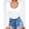 thumbnail image 4 of T-shirt Tunique pour Femmes à Encolure Dégagée, Manches Longues, Coupe Ajustée, Blanc, TTG, 4 of 9