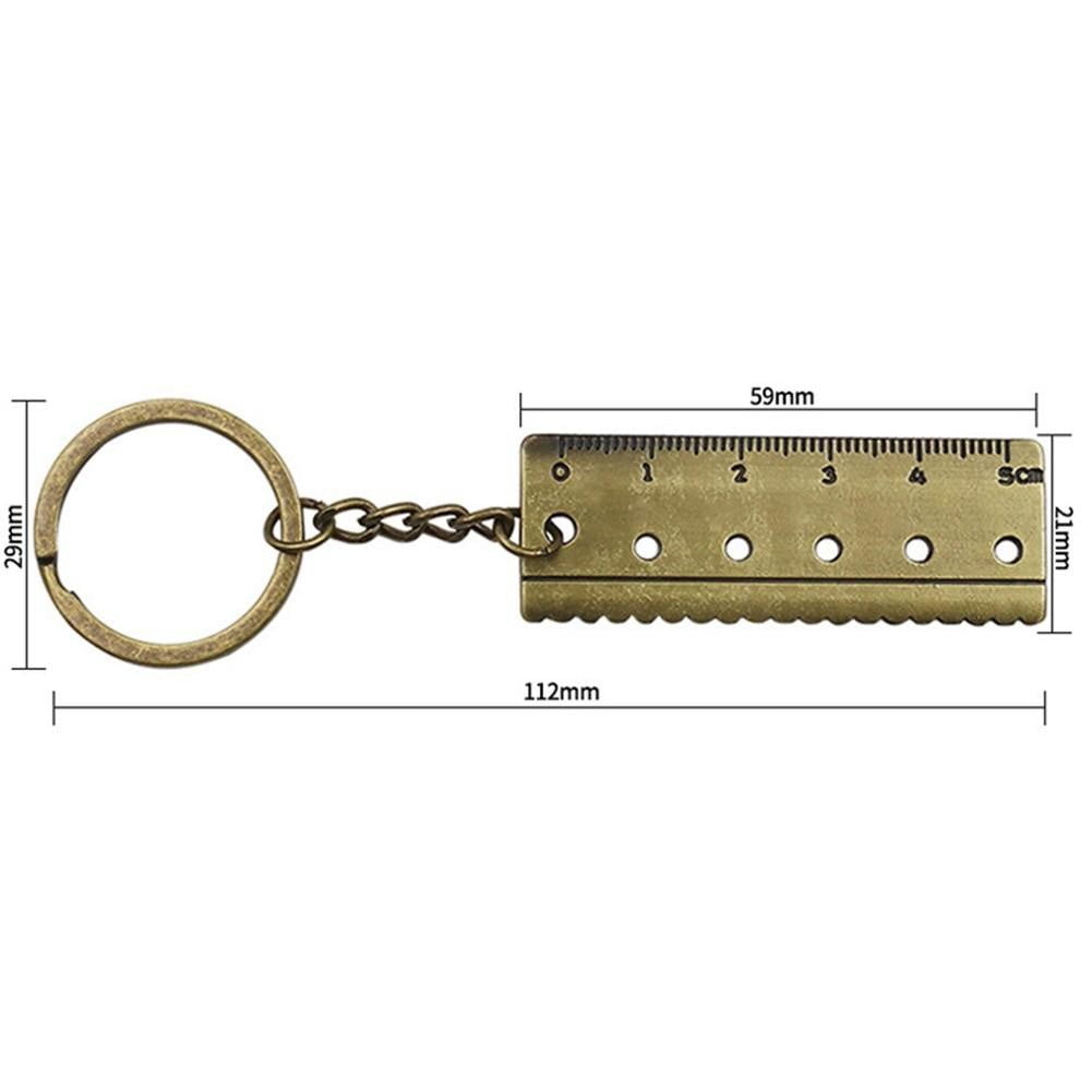 Car Keychain Portable Mini Vintage Ruler 0-5cm Measuring Tool