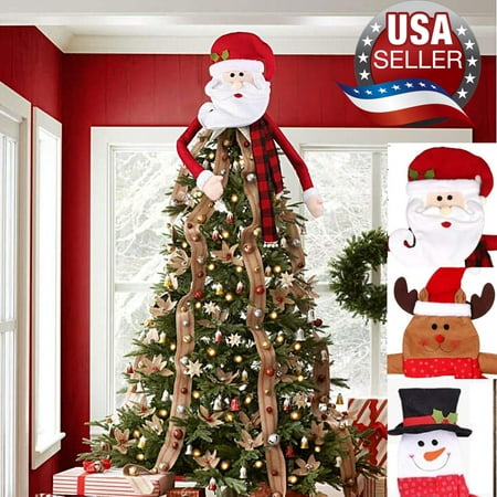 Santa Elk Snowman Christmas Tree Topper Decoration Festival Holiday Tree