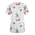 thumbnail image 4 of Camisas Navideñas Para Mujer Moda de Manga Corta Con Cuello en V Tops Uniforme de Trabajo Blusa Con Bolsillo de Impresión Tops Odeerbi ODB202426, 4 of 5