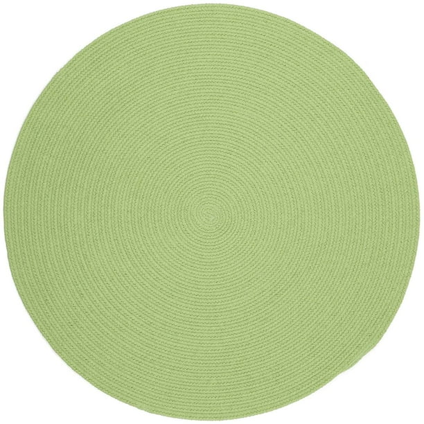 Green Rug Braided Solid Color, 4Foot Round Soft Kids/Nursery Carpet