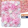thumbnail image 2 of 12 Pcs Rose Flower Wall Panels Artificial Silk Wedding Party Home Floral Background Photography Venue Decor, 2 of 14