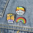 thumbnail image 6 of HOOUN Rainbow Enamel Brooch Pins Collar Lapel Pin Necktie Clip Gift Gay Lesbian 115 +-01 heart letter, 6 of 9