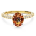 thumbnail image 3 of Gem Stone King 14K Two Tone Gold Ecstasy Mystic Topaz and Lab Grown Diamond Engagement Ring for Women | 2.16 Cttw | Oval 9X7MM | Gemstone November Birthstone | Size 8, 3 of 6