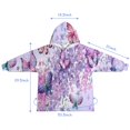 thumbnail image 7 of Purple Butterfly Flower Pattern Blanket Hoodies for Kids 6-13YR Oversize Wearable Blanket Hoodies for Boys Girls Teens, 7 of 7