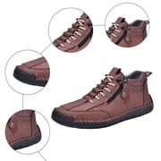 Mens Barefoot Wide Toe Combat Boots Vintage Casual Stitching Leather Zip up Walking Shoes Fashion Sneakers Ankle Booties