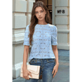 thumbnail image 7 of Women'S Summer Eyelet Hollow Out Crochet Lace Embroidered Short Sleeve Puff Tops XL, 7 of 7