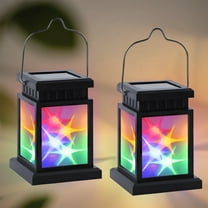 Rirool 2PCS Solar Lanterns Outdoor, 3D Starry Lights with Flashing Modes - Waterproof Medieval Vintage Decor for Garden, Yard, Pathway Multicolor