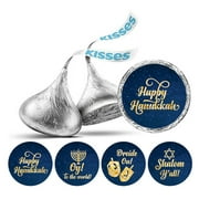 Darling Souvenir DIY Hanukkah Jewish Stickers 190 Pcs DIY Candy Chocolate Labels-Navy Blue & Gold
