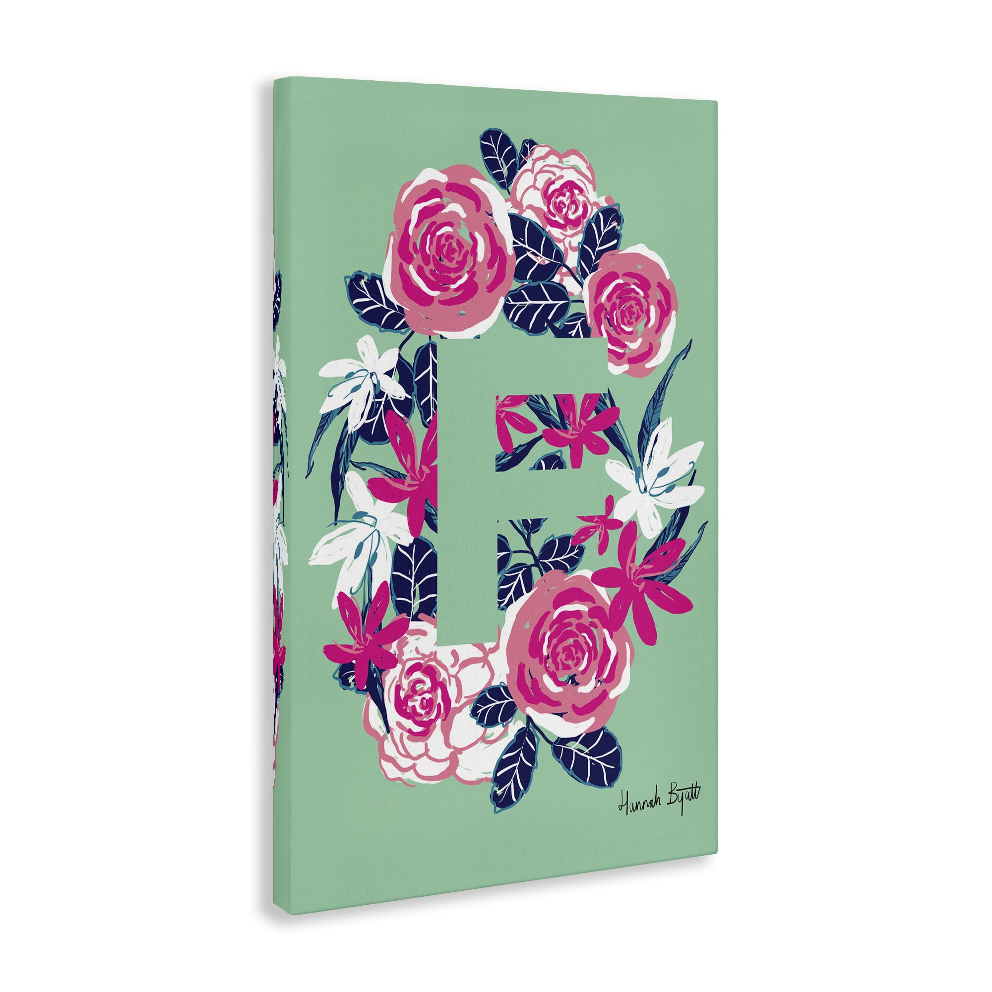 Stupell Industries Floral Bloom Letter F Botanical & Floral Painting Gallery Wrapped Canvas Art Print Wall Art, 20 x 30