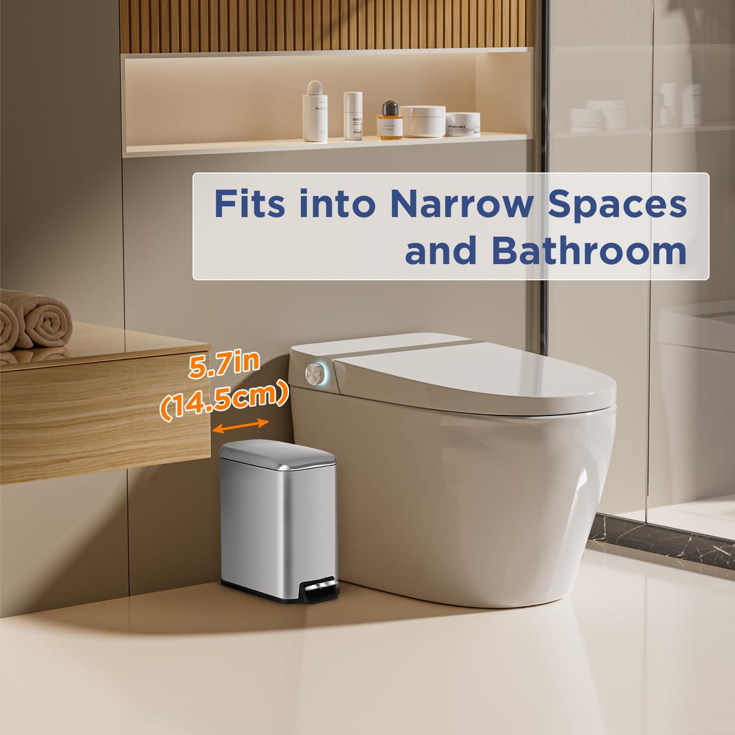 Dkelincs 1.3 Gallon (5 L) Step Trash Can with Lid Bathroom Garage Can Small Trash Bin Stainless Steel for Small Spaces, Silver