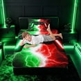 thumbnail image 5 of meiyoeat Neon Lightning Gaming Twin Sheet Sets for Boys Girls, Electric Gamer Bedding, Green Red, 3-Piece, 1 Flat Sheet, 1 Fitted Sheet and 1 Pillowcase, 5 of 6