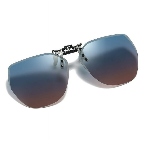 Gafas de sol polarizadas con Clip para hombre y mujer, lentes de sol abatibles hacia arriba, con borde de corte cuadrado, visión nocturna para conducir, gafas de pesca