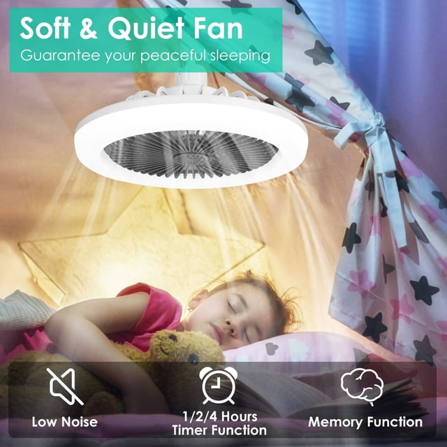 10in Indoor Ceiling Fan with Light Remote Control 3 Wind Speeds Dimmable Dimming Light Ceiling Fan Timing Setting Grey
