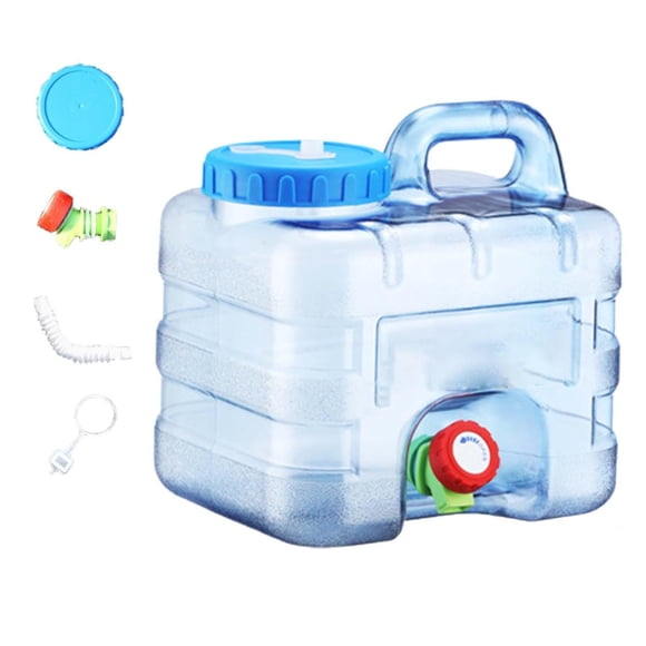 Contenedor de agua para acampar con grifo Cubo de agua Jarra de agua Transparente Azul para 75 litros