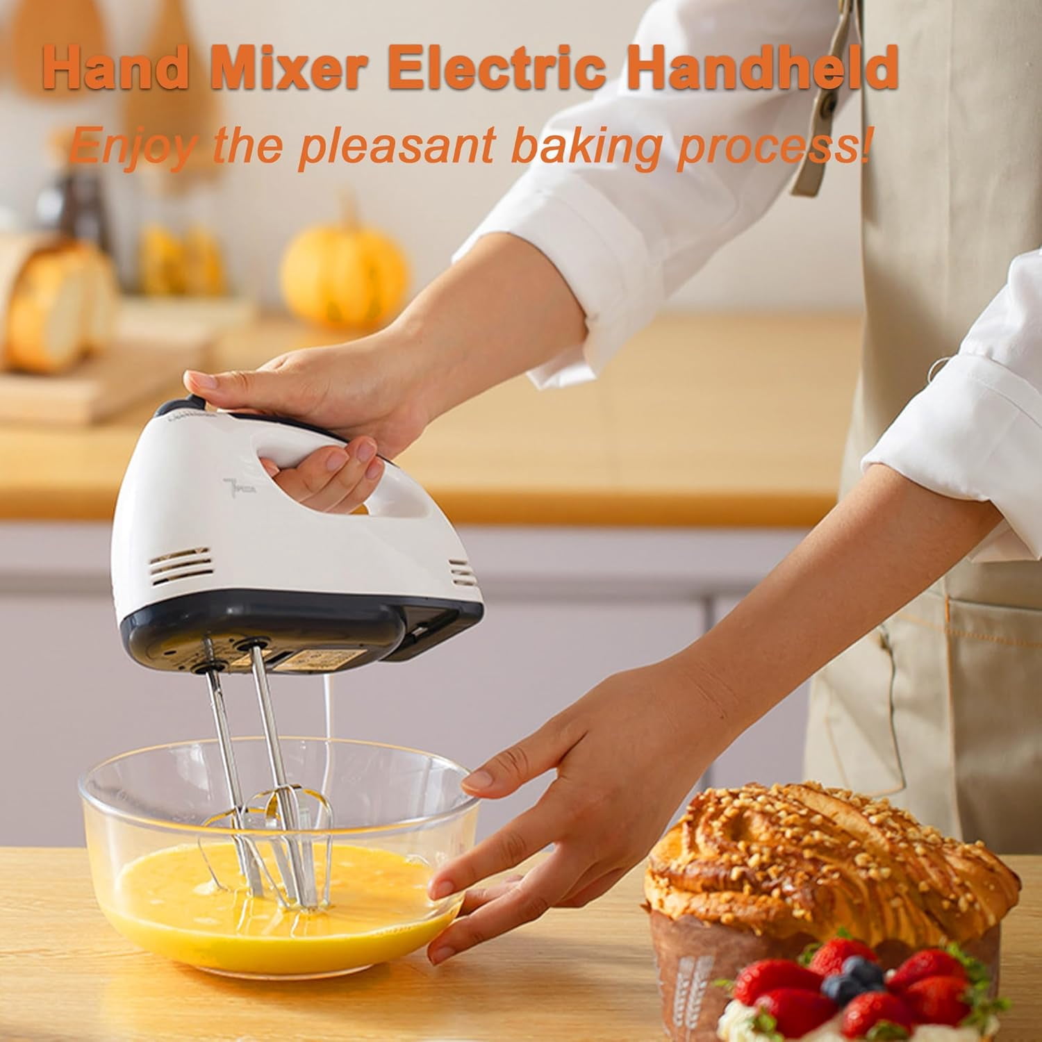 Hand Mixer Electric Handheld: Electric Mixer 7-Speed Adjustment,Electric Hand Mixer with 2 Dough Mixers and 2 Stirring Rods,Mixer Electric Handheld for Mixing Dough,Cream and Making Mashed Potatoes