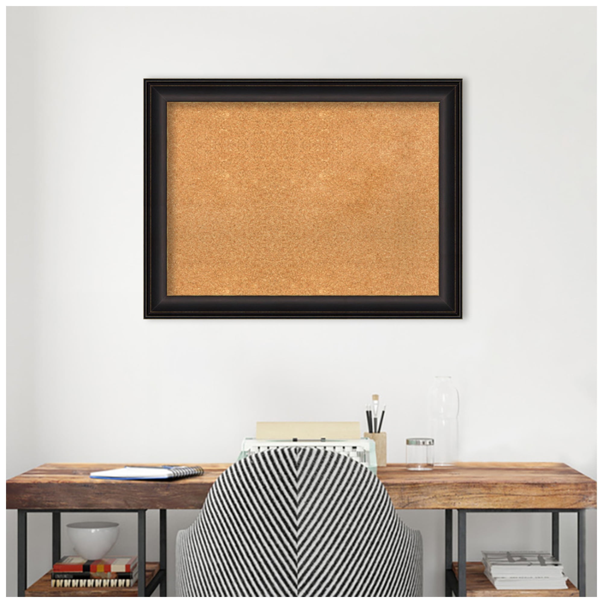 Amanti Art Natural Cork Board Framed Trio Oil Rubbed Bronze Bulletin Board 33 in. x 25 in.