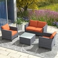 thumbnail image 6 of Ovios 4 Pieces Outdoor Patio Furniture Set All-Weather Patio Conversation Wicker Sectional Couch with Coffee Table for Balcony, 6 of 7