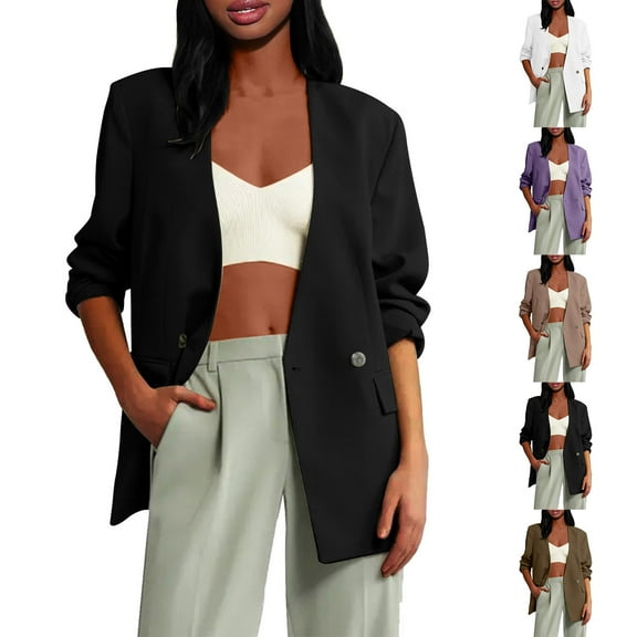 ZZwxWA Womens 2025 Fashion Spring Lapel Collar Buttons Blazer Jackets for Women Business Casual Women's Solid Coats