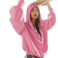 thumbnail image 1 of Sudadera Jersey informal para mujer, Color sólido, media cremallera, línea H, hombros caídos, traje de calle Ygjytge Rosa T L para Mujer, 1 of 9