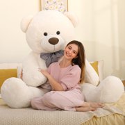 MorisMos Giant White Teddy Bear Stuffed Animal 6 Feet Soft Cuddly Smiling Face Big Teddy Bear Plush