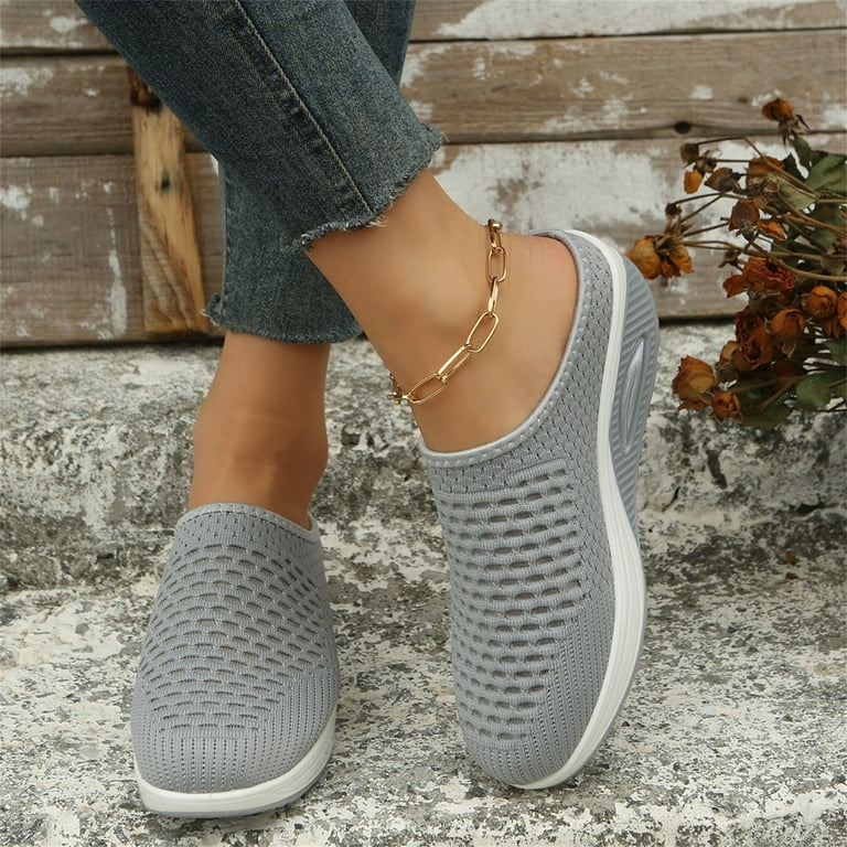 Hessimy Womens Canvas Sneakers Shoes Slip On Mules Slippers Low