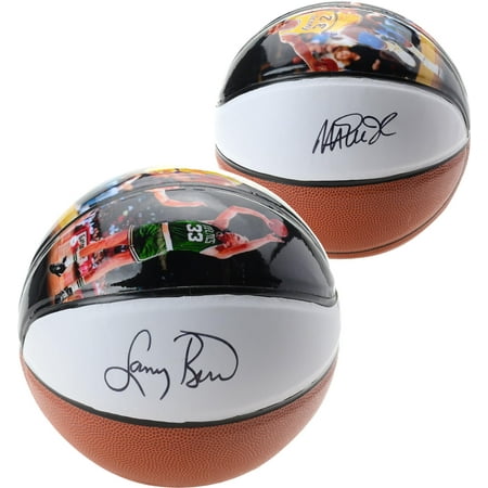 Autographed Basketball Photos - Magic Johnson & Larry Bird Autographed Size 4 Photo Basketball - Fanatics Authentic Certified