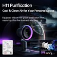 thumbnail image 2 of Table Purifier Fan, 3-in-1 Air Purifier Cool with 7-Color RGB Light, LED Display, 100-Speed, 10000mAh Battery, 120° Oscillating Desktop Fan for Office/Gaming Desk, Gifts for Men/Women, 2 of 5