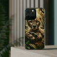 thumbnail image 3 of DistinctInk Hybrid (Acrylic / TPU) Clear Slim Fit Case for Apple iPhone 15 PLUS (6.7" Screen) - "Whimsical Cheetah: An Enchanting Encounter in the Forest", 3 of 8