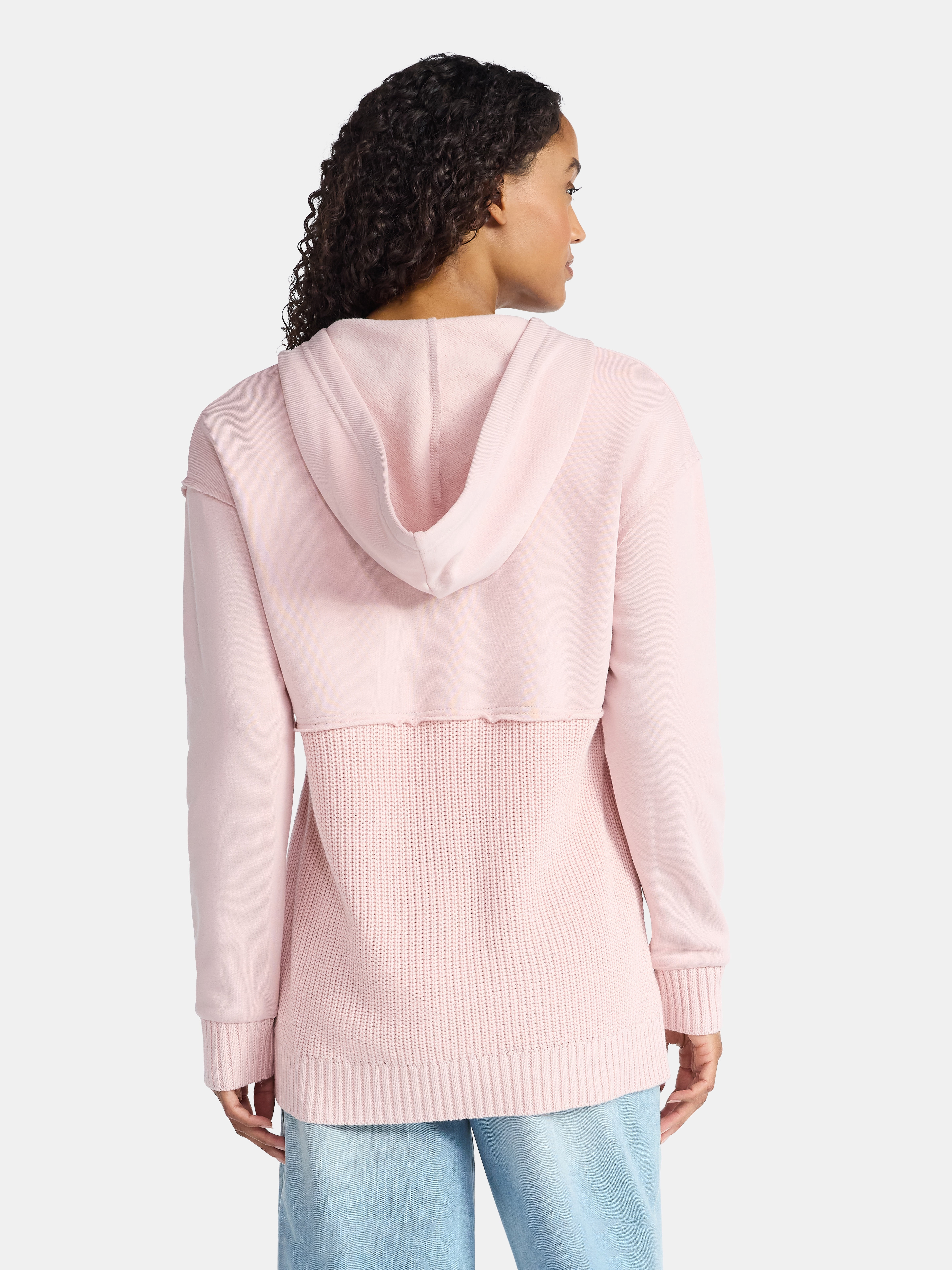 Time and Tru Women's Mixed Media Hoodie, Sizes XS-XXXL