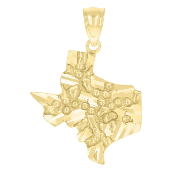 10kt Real Yellow Gold Mens Nugget Texas Map Charm Pendant