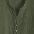 thumbnail image 5 of Womens Cotton Linen T-Shirts, Short Sleeve Shirts for Women Summer Casual Lightweight V Neck Dressy Blouses with Buttons, 5 of 6