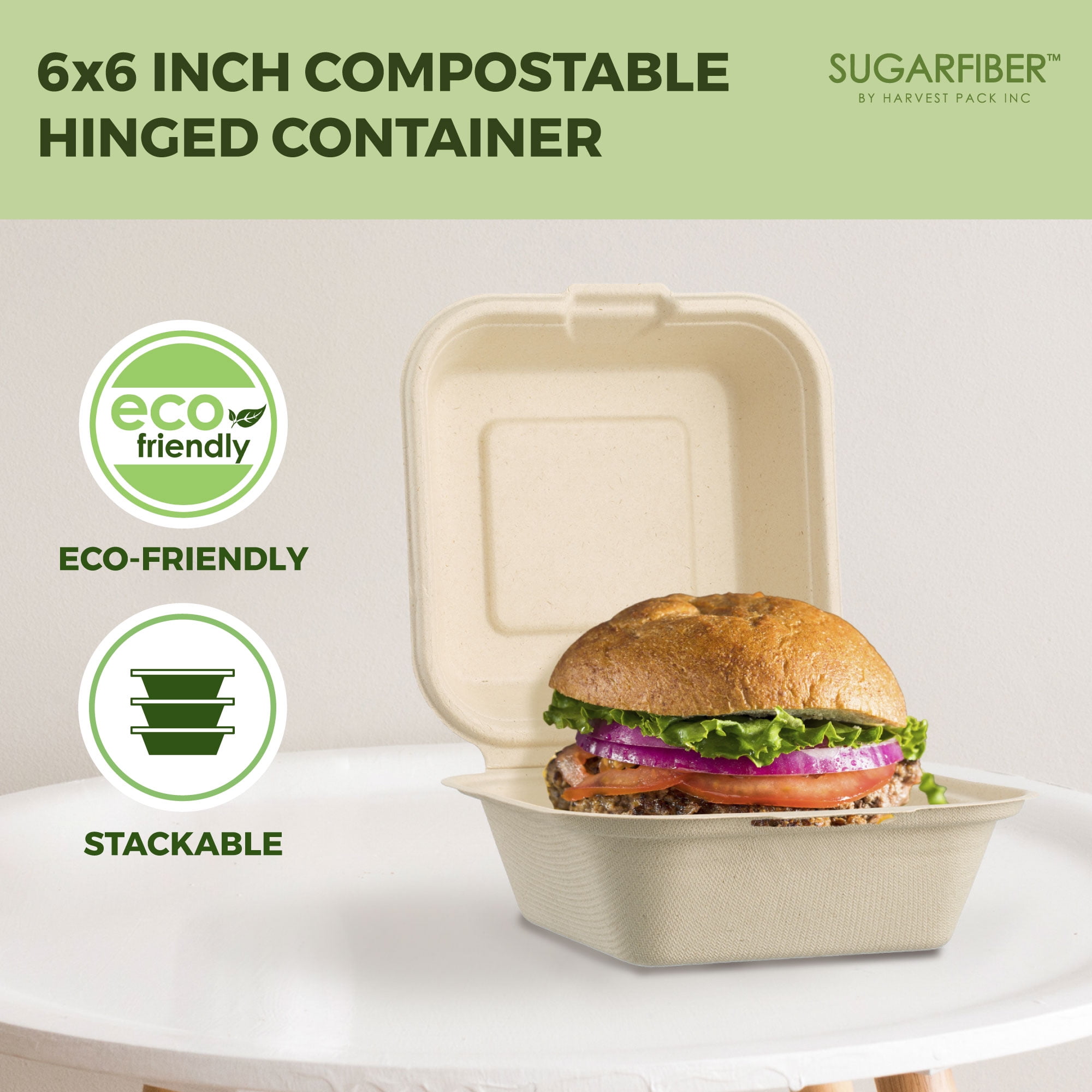 Compostable Clamshell, Take-out/to-Go Food Boxes - Biodegradable Containers,  - Microwave-Safe - Gluten-Free - Eco-Friendly - China Bagasse Degradable  Hamburger Box and 6.5 Inch Box price