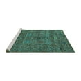 thumbnail image 2 of Ahgly Company Machine Washable Indoor Round Oriental Turquoise Blue Industrial Area Rugs, 7' Round, 2 of 4