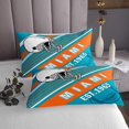 thumbnail image 3 of Erosebridal Ensembles de Couvre-Lit Rugby Format Simple pour Garçons, Courtepointe de Lit Sport à Rayures, Décor de Jeu de Football (Miami), 2 Pcs, 3 of 5