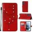 thumbnail image 7 of Allytech For Samsung Galaxy S21 FE Soft TPU Case,Stylish Diamond Embossed Butterfly PU Leather Shockproof Flip Wallet Holder Cover with Hand Strap.For Samsung Galaxy S21 FE,Red, 7 of 7