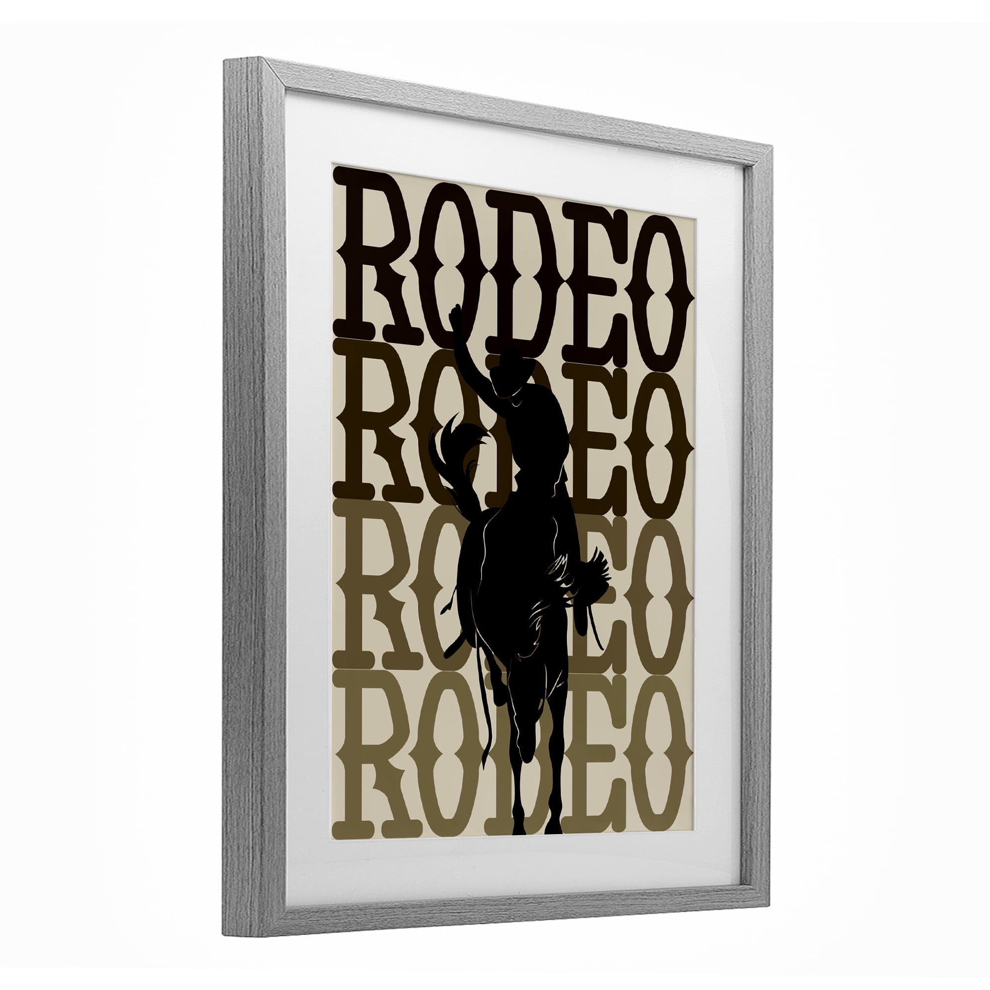 Stupell Industries Rodeo Gradient Cowboy Gray Framed Print Under Glass, design by CAD Designs