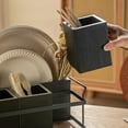thumbnail image 6 of Silverware Caddy Wood Utensil Holder Paper Plate Dispenser Silverware Utensil Caddy Cutlery Flatware Organizer Box for Spoons Forks Plates Napkins, 6 of 7