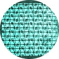 thumbnail image 1 of Ahgly Company Indoor Round Abstract Turquoise Blue Contemporary Area Rugs, 8' Round, 1 of 4