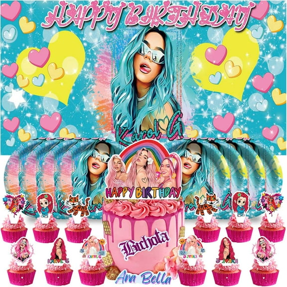 Karol G Birthday Supplies Plates Decorations Decor Backdrop Banner Cake Topper Fans