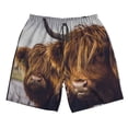 thumbnail image 3 of Uemuo Portrait Of Cow With Its Baby Cow Pattern Men's Swim Trunks Hawaiian Beach Bathing Suit Swimsuits Beach Quick-Dry Shorts with Pockets-, 3 of 9