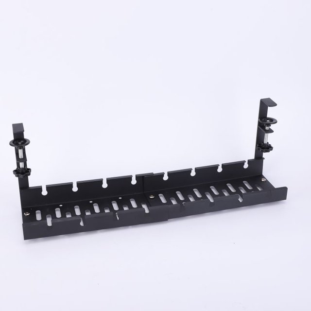Caja de almacenamiento retráctil de acero al carbono debajo de la mesa, cesta de almacenamiento de cables de datos, acabado sin perforaciones
