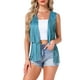 thumbnail image 1 of INSPIRAR CHIC Chaleco de Mujer con Flecos, Abierto, Estilo Occidental, Vintage, de Ante Sintético, con Borlas, Azul Brillante, Talla L, 1 of 6