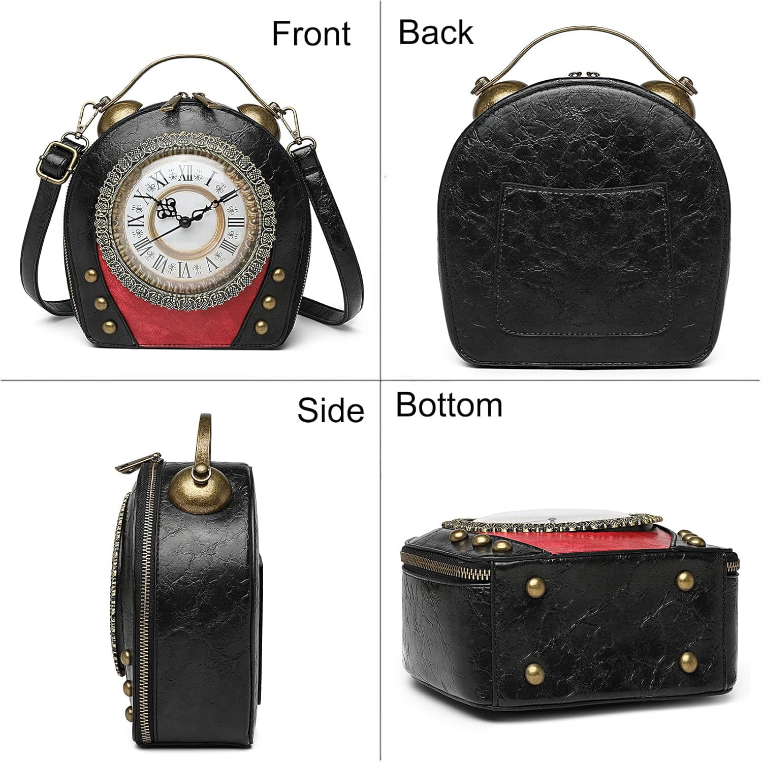 Baguery PVC Clock Shaped Crossbody Bag - Waterproof Adjustable Shoulder Purse for Women